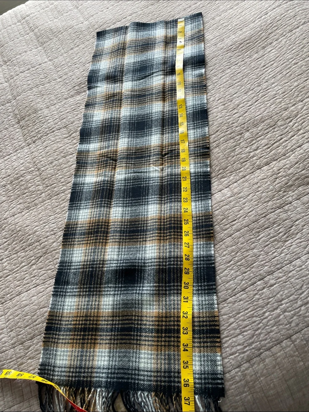 Pendleton Plaid Wool Scarf in Black, White & Tan